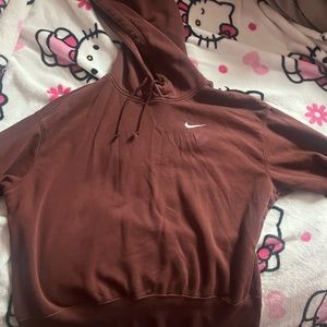 Brown cropped oversized bike hoodie